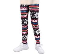 L&K-II Termicileggings Leggings Invernali per Bambina Leggings Foderati per Bambina con Motivi Natalizi 4604C-122/128-1