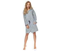 L&L - 9118 - Accappatoio con Cerniera Morbido da Donna, Accappatoio Caldo e Corto. Zip Up, Vestaglia Condimento Toga Cappuccia per Le Signore. (Melange, S)