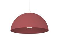 L+ Lampadario a Sospensione Moderno per Cucina e Soggiorno | Lampada Mezza Sfera Metallo 40cm E27 | Design Industriale Made in Italy (Rosso Cowhide RAL 19-1533 TCX, Cavo 80cm)