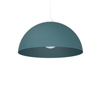 L+ Lampadario a Sospensione Moderno per Cucina e Soggiorno | Lampada Mezza Sfera Metallo 40cm E27 | Design Industriale Made in Italy (Blu Mediterraneo RAL 19-4517 TCX, Cavo 80cm)