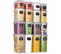 L LONGANCHANG Contenitori Ermetici per Alimenti 16 Pezzi - Contenitori per Alimenti Plastica con Coperchio - Organizer Cucina per la Conservazione di Pasta, Cereali, Muesli, Farina
