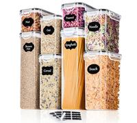 L LONGANCHANG Contenitori Ermetici per Alimenti 8 Pezzi - Contenitori per Alimenti Plastica con Coperchio - Organizer Cucina per la Conservazione di Pasta, Cereali, Muesli, Farina