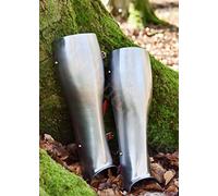 L M Handicrafts Cavalieri medievali Gamba Schinieri ArmorProtection (coppia) Acciaio argentato LARP Armatura poleyn