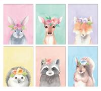 L & O Goods Decorazioni per la cameretta dei bambini del bosco | Stampe artistiche da parete ad acquerello per bambini e bambine | Set di 6 poster per la decorazione della camera da letto | Poster