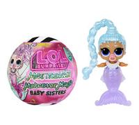 L.O.L. Surprise! Mermaids Makeover Magic Baby Sisters - Coda di sirena che cambia colore con sfera da esposizione a forma di conchiglia, 6 bambole da collezionare - Età 4+