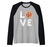 L O V E Pizza, I Love Pizza per gli amanti della pizza Uomini Donne Bambini Maglia con Maniche Raglan