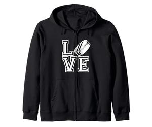 L-O-V-E Scritto con Disco Amore Giocatore di Hockey su Ghiaccio Meme Felpa con Cappuccio