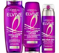 L´Oréal Paris Elvital Collagen Lifter Volume Routine, per capelli pieni e sollevamento, con shampoo, balsamo e Big Hair Day Spray, 3 pezzi