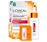 L’Oréal Paris Revitalift Clinical Siero Viso 12% Pura Vitamina C 30ml + Maschera Siero Illuminante Vitamina C Idratante in Tessuto + Fluido Quotidiano SPF 50+ Anti-UV Bundle Routine - Set da 8