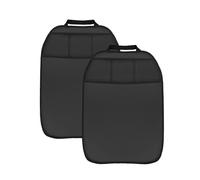 L&P A081S2 - Set di 2 protezioni per schienale auto, protezione per lo schienale dell'auto, in ecopelle, colore nero, 3 tasche