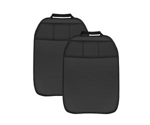 L&P A081S2 - Set di 2 protezioni per schienale auto, protezione per lo schienale dell'auto, in ecopelle, colore nero, 3 tasche