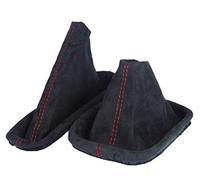 L & P Car Design Cuffia Cambio e Freno a Mano Compatibile con BMW e36 Serie 3 1990-2000 - Nero Rosso - Microfibra - Leva Cambio Manuale - (A0102)