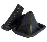 L & P Car Design Cuffia Cambio e Freno a Mano Compatibile con BMW e46 Serie 3 1998-2007 - Nero Giallo - Microfibra - Leva Cambio Manuale - (A0100-1)