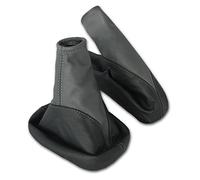 L & P Car Design L&P A104-6 Set Cuffia leva cambio e cuffia freno a mano per CORSA C - vera pelle nero-grigio
