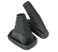 L & P Car Design Cuffia cambio e Freno a mano compatibile con Opel Corsa C 2000-2006 - nero - vera pelle - perforato - leva cambio manuale - (A104-1)