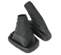 L & P Car Design Cuffia cambio e Freno a mano compatibile con Opel Vectra B 1995-2002 - nero - vera pelle - perforato - leva cambio manuale - (A106-1)