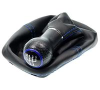 L & P Car Design Pomello cambio + cuffia A0254-5 – 5 marce, simil pelle nero/blu, cuciture blu 12 mm