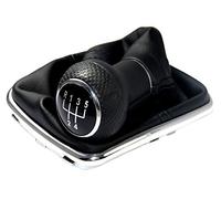 L & P Car Design Pomello cambio e Cuffia cambio compatibile con VW Golf 4 e per Bora 1997-2006 - 5 Marce - 12mm - nero cromo - con telaio - finta simil pelle - leva cambio manuale - (A253)
