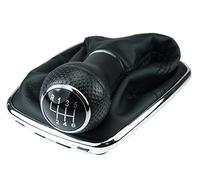 L & P Car Design Pomello cambio e Cuffia cambio compatibile con VW Golf 4 e per Bora 1997-2006 - 6 Marce - 12mm - nero cromo - con telaio - finta simil pelle - leva cambio manuale - (A253-6)