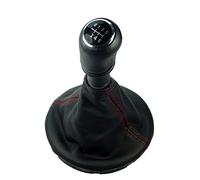 L & P Car Design Pomello cambio e Cuffia cambio compatibile con VW T5 2003-2015 - 6 Marce - nero rosso - con telaio - finta simil pelle - leva cambio manuale - (A262-3)