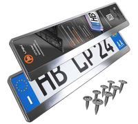 L&P Portatarga Auto - 2 pezzi - [semplice, durevole e sicuro] - 8 viti - 520x110 mm Alluminio spazzolato - Porta Targa - adatto a qualsiasi auto - per targhe italiane omologate - Fissaggio Targa