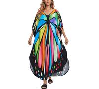 L-Peach Abito da Spiaggia Maxi Donna Copricostume da Bagno Kaftano Lungo Vestito Kimono Mare Spiaggia