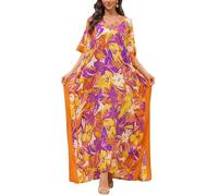 L-Peach Abito da Spiaggia Maxi Donna Copricostume da Bagno Kaftano Lungo Vestito Kimono Mare Spiaggia