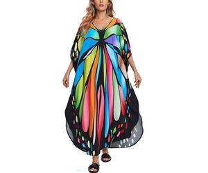 L-Peach - Caftano lungo da donna, per la camera, abito ampio, kimono oversize, maxi, copricostume, vestaglia, Taglia unica