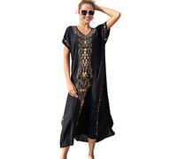 L-Peach Homewear Manica Corta Morbida Camicia da Notte da Donna Maxi Kaftan Oversize Copricostume da Spiaggia