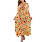 L-Peach, Kaftano lungo da donna, camicia da notte abbondante per la casa, maxi kimono, oversize, taglia unica
