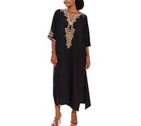 L-Peach Loungewear Boho Caftano di Cotone da Donna Kimono Oversize per Casa Maxi Abito da Spiaggia Copricostume