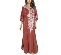 L-Peach Loungewear Boho Caftano di Cotone da Donna Kimono Oversize per Casa Maxi Abito da Spiaggia Copricostume