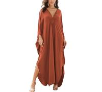 L-Peach Maxi Abito da Spiaggia da Donna Copricostume da Bagno Kaftano Lungo Vestito Kimono Mare Spiaggia