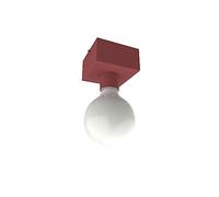 L+ Plafoniera led soffitto, in metallo, forma cubo, lunghezza 10cm, colore rosso, Made in Italy
