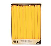 Starpak | 50 Candele Coniche, Dimensioni Ø 2,2 cm · 25 cm, Colore Giallo, Materiale Paraffina con Stearina, 50 Candele x 1 Confezione