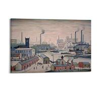 L. S. Lowry Painter Works (Canal and Factories) Poster artistico da parete su tela da appendere per la casa, idea regalo, 40 x 60 cm
