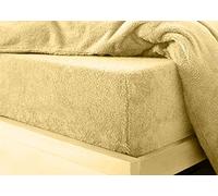 L S U Lenzuolo con angoli in pile Teddy Bear, extra profondo 25 cm, per letto singolo, matrimoniale, king size, super king size (ocra, matrimoniale)