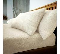 L S U Lenzuolo con Angoli in Pile Teddy Bear, Extra Profondo 25 cm, per Letto Singolo, Matrimoniale, King Size, Super King Size (Colore Crema, King)