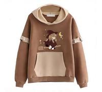 L SERVER Felpa con Cappuccio da Ragazza per Bambini con Stampa Cartoni Animati Primavera e Autunno Casual per Sport, Marrone - Strega, 164