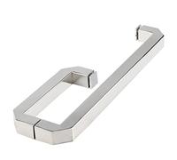 L-Shaped 90 Degree Paired Door Pull Handle,Black/Silver Shower Glass Door Handle with Passivation Corner, Gate Hardware Set, Mounting Accessories Included(Silver,22.5-42.5cm)