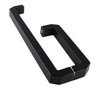 L-Shaped 90 Degree Paired Door Pull Handle,Black/Silver Shower Glass Door Handle with Passivation Corner, Gate Hardware Set, Mounting Accessories Included(Black,18.5-38.5cm)