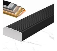 L-Shaped Aluminum Alloy Stair Edging 36/40/48/55/60in Stair Nose Molding, Non-Slip Staircase Step Edge Protector for Vinyl/Wood/Tile(Black,L 40in/100CM)