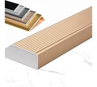 L-Shaped Aluminum Alloy Stair Edging 36/40/48/55/60in Stair Nose Molding, Non-Slip Staircase Step Edge Protector for Vinyl/Wood/Tile(Gold,L 36in/90CM)