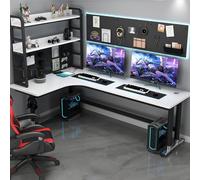 L-Shaped Computer Desk Corner, Stazione di Lavoro con Pegboard, Scrivania per Gaming Desk con Libreria, Study Writing Table per PC e Laptop, Design Ergonomico Risparmio Spaziale per stanze Piccole