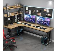 L-Shaped Computer Desk Corner, Stazione di Lavoro con Pegboard, Scrivania per Home Office Gaming Desk With Libreria, Study Writing Table For PC e Laptop, Design Ergonomico Salva Spazio per stanze