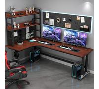 L-Shaped Computer Desk Corner, Stazione di Lavoro con Pegboard, Scrivania per Home Office Gaming Desk With Libreria, Study Writing Table For PC e Laptop, Design Ergonomico Salva Spazio per stanze