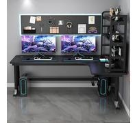 L-Shaped Computer Desk Corner Workstation With Pegboard, Home Office Gaming Desk With Libreria, Study Writing Table For PC & Laptop, Design Ergonomico Salvare Spazio per Piccole Rooms (C-right