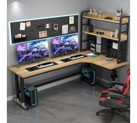 L-Shaped Computer Desk Corner Workstation With Pegboard, Home Office Gaming Desk With Libreria, Study Writing Table For PC & Laptop, Design Ergonomico Salvare Spazio per stanze Piccole (A-right