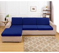 L-Shaped Divano Cushion Covers Elastic Polyester Replacement Solid Color Furniture Protector Universal 4 Seasons for Living Room Lake Blue