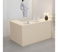L-shaped Reception Desk, with Storage Drawers, & Open Shelves,Suitable for salons, offices, lobbies, retail stores(White right,240cm)